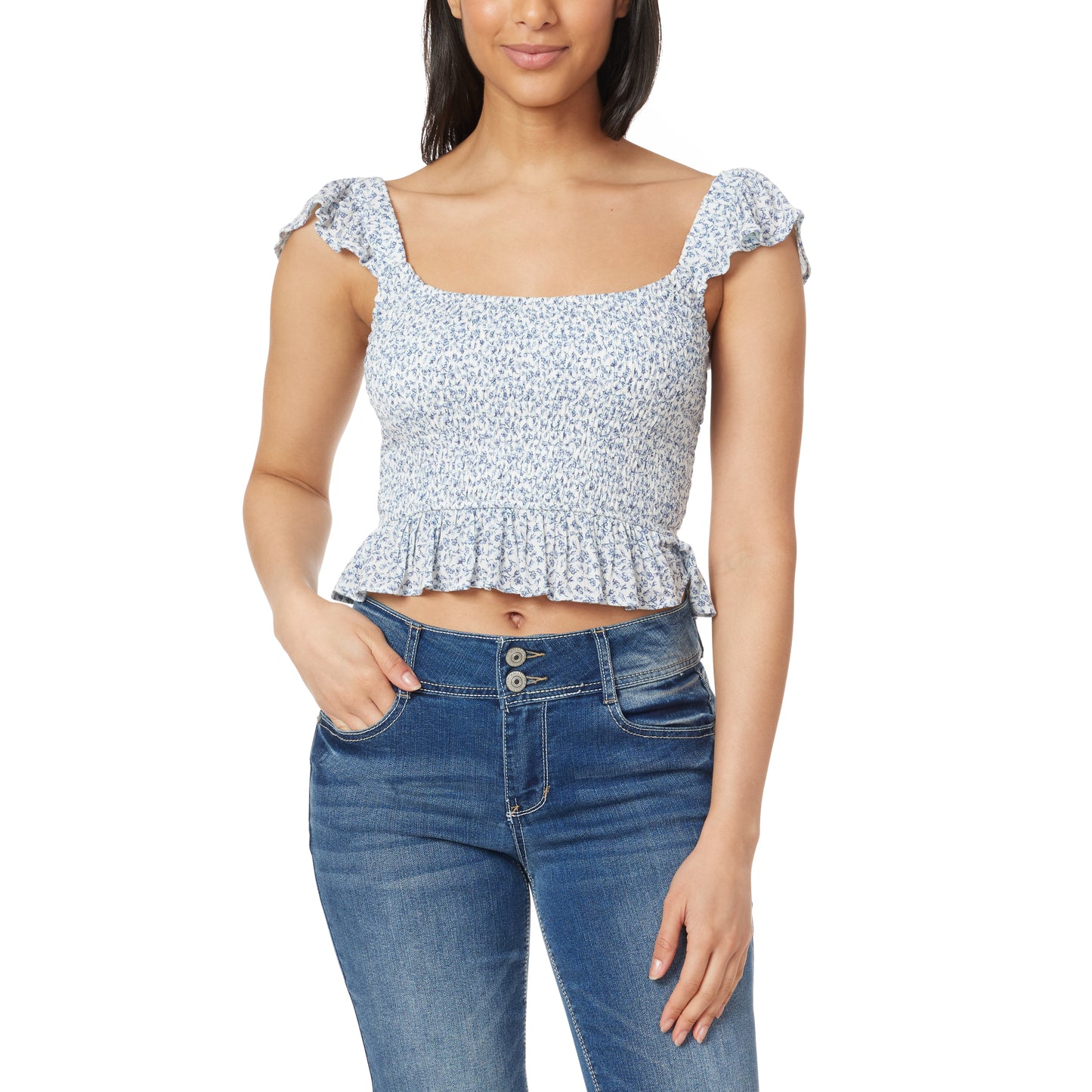 Brandy Ruffle Strap Smocked Top