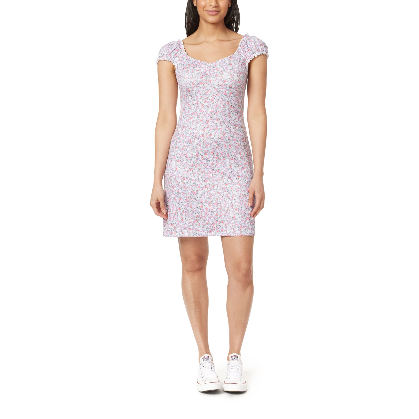 Emily Yummi Rib Ruched Neck Dress