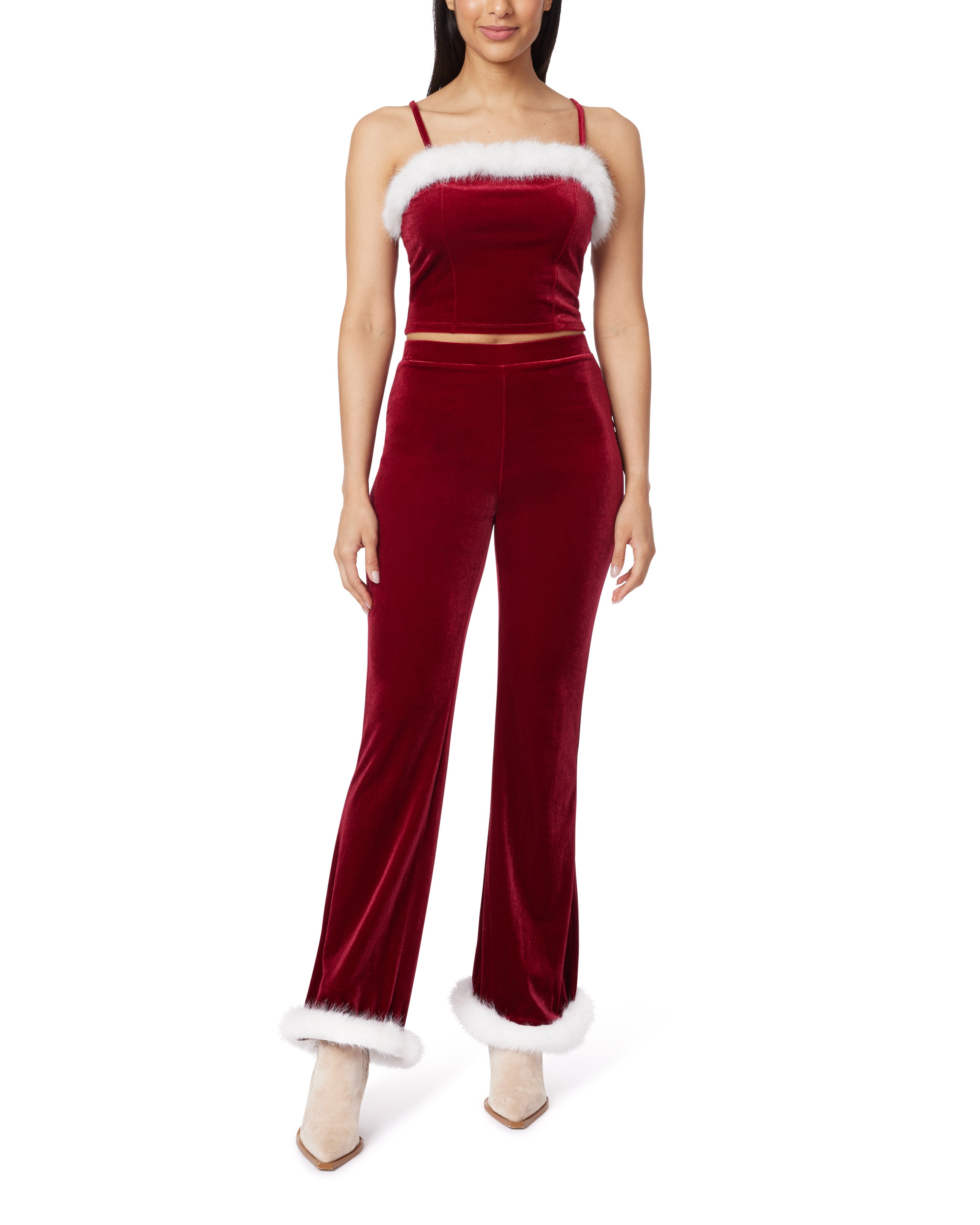 Mrs. Clause Crop Cami Mini Flare Pant Set – WallFlower Jeans
