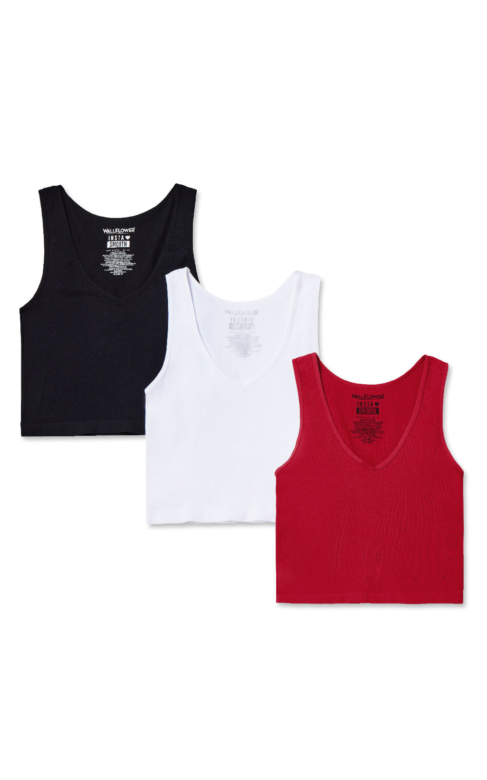 InstaSmooth® Olivia Seamless Rib V-Neck Tank 3 Pack