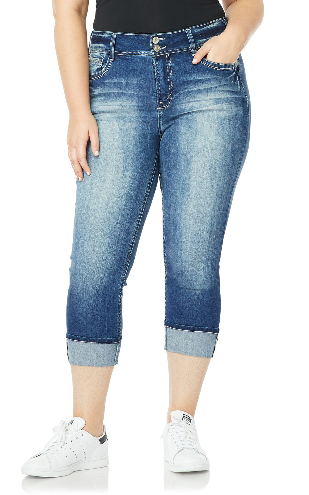 InstaStretch Luscious Curvy Cuffed Crop Jeans – WallFlower Jeans