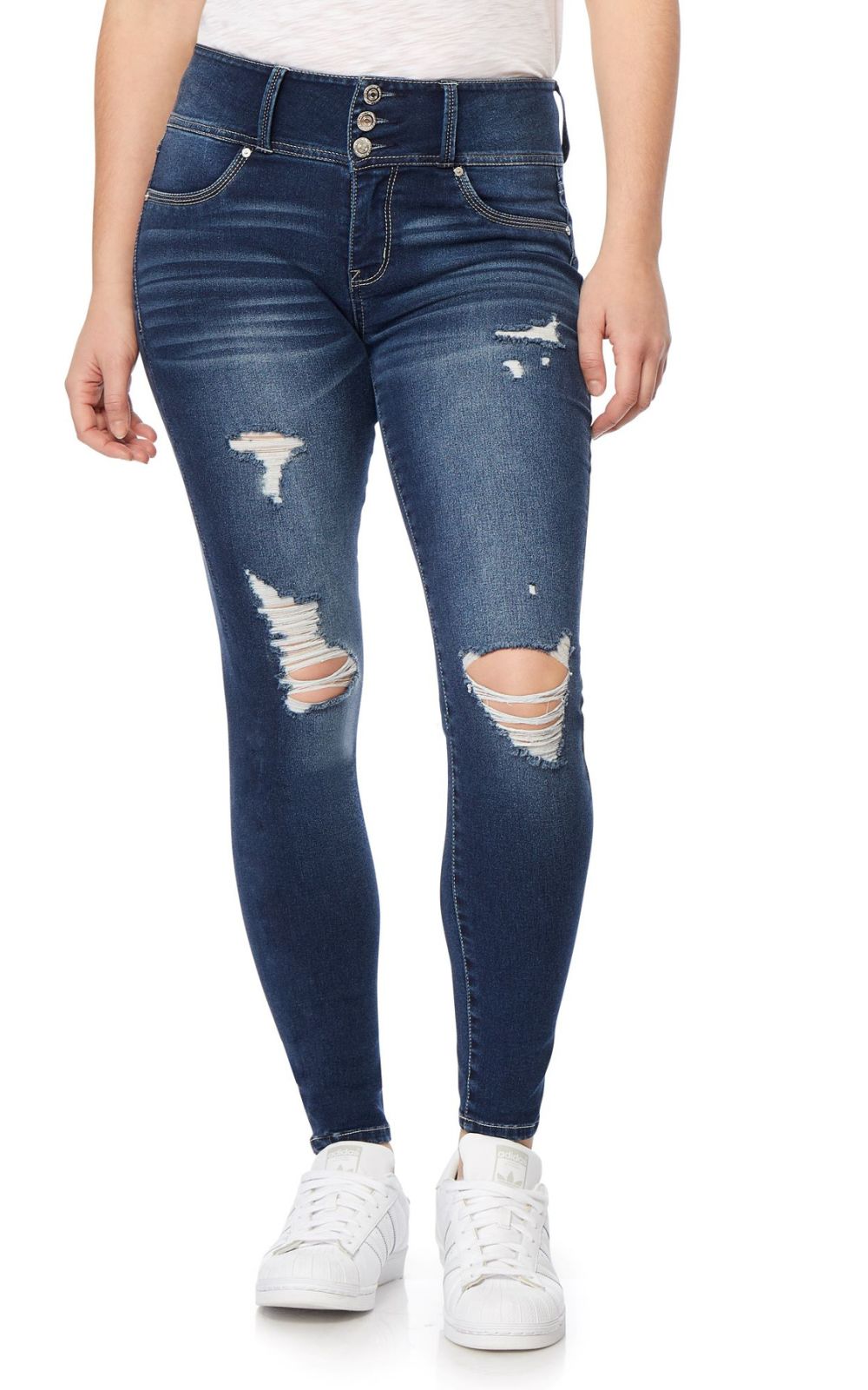 WallFlower Women's Size Juniors InstaSoft High-Rise Sassy Skinny Jeans  (Standard, Dulce, 20 Plus at  Women's Jeans store